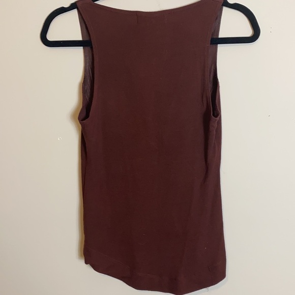 Anthropologie Illia Burgundy Tank Top with Suede Panel Size 6 - Picture 5 of 6